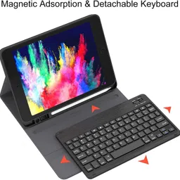 microware iPad 10.2 9th 8th 7th Generation Keyboard Case, Detachable with Pencil Holder, Bluetooth Handheld Tablet Keyboard image 4