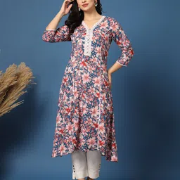anmi Floral Print Women A-line Kurta image 3