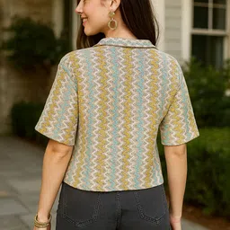 vairagee Women Boxy Fit Striped Lapel Collar Casual Shirt image 2