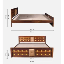 woodsworth from pepperfry Alhambra Sheesham Wood Queen Size Bed In Scratch Resistant Provincial Teak image 2