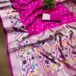 RidhiSidhi Creations Floral Zari Art Silk Handloom Banarasi Saree image 2