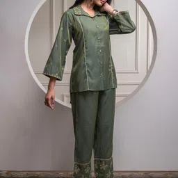 Juniper Solid Zari Tunic and Pants Co-ord Set image 4