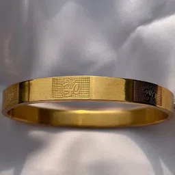 SZN Gold-Plated Stainless Steel OM Symbol Enamelled Kada Bracelet image 3