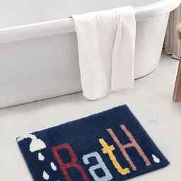 FABINALIV  Navy Blue & White Printed 1600 GSM Microfiber Bath Rugs-image-34