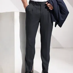 INVICTUS Men Self Design Textured Pleated Formal Trousers-picture-16