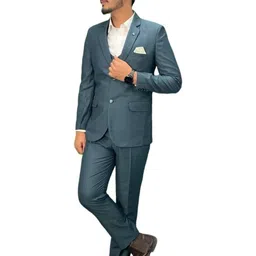 GARGIAN Master Cut Men Green Notched Lapel 3 Pcs Suit With Pocket Square-picture-34