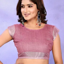 MORDEN MUSE Printed Linen Shimmer Saree With Blouse Piece image 4