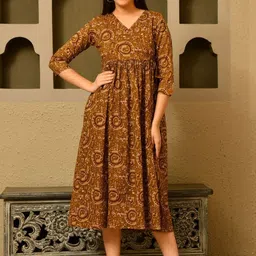 KALINI Bohemian Print Fit & Flare Midi Dress-picture-25