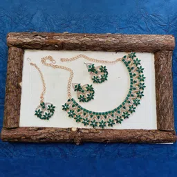 VATSALYA creation Alloy Gold- plated Green Jewellery Set-picture-19