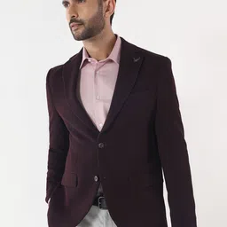 Blackberrys Men Self-Design Notched Lapel Slim Fit Single Breasted Blazer image 3