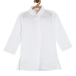 NIRVAAN Boys Floral Embroidered Mandarin Collar Pure Cotton Kurta With Dhoti Pants image 2