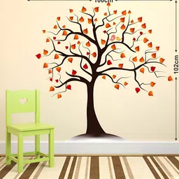 LANSTICK Black & Brown Tree With Love Birds Printed Self-Adhesive WallStickers image 2
