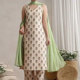 IkDaiya Women Floral Printed Regular Kurta with Trousers & With Dupatta-picture-39