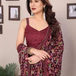 Moda Rapido Beads and Stones Poly Georgette Saree image 5