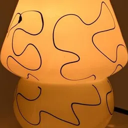 SOMIL White Printed Glass Mushroom Shaped Table Lamp image 3