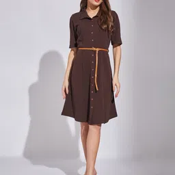 Latin Quarters Women Shirt Collar Shirt Dress-image-47