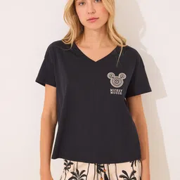 women'secret Women Mickey Mouse Conversational Printed Pure Cotton Night Suit image 3