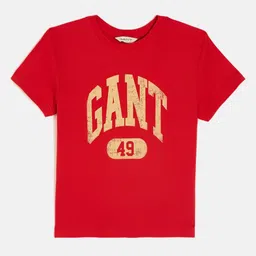 GANT Boys Brand Logo Printed Pure Cotton Applique T-shirt-image-72