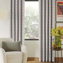 Nefertiti Home Tan & White 2 Pieces Abstract Printed Black Out Long Door Curtains-picture-32