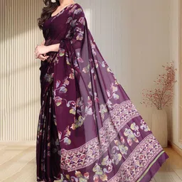 MAGNEITTA FloralPrinted Pure Chiffon Saree image 4