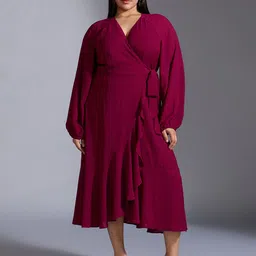20Dresses Women Bishop Sleeve Wrap Midi Dress-picture-27