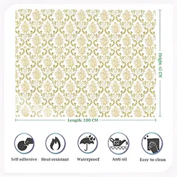 INDIAN ROYALS Yellow & White Damask Wallpaper Printed Self-Adhesive & Durable Wall Sticker image 5