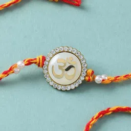fnp Artificial Stones Studded And Beaded Om Sacred Thread Rakhi-picture-19