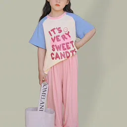 LULU & SKY Girls Typography Printed High Neck Applique T-shirt-picture-15