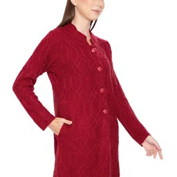 HAUTEMODA Women Woollen Round Neck Long Sleeves Cardigan image 4