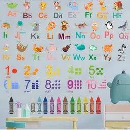 INDIAN ROYALS Blue & Green Animal Alphabet Printed Self-Adhesive & Durable Wall Sticker-image-51
