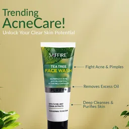 Saffire Naturals Tea Tree Purifying & Cleansing Face Wash With Mint -100 ml image 3