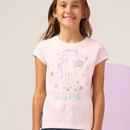 U.S. Polo Assn. Kids Girls Graphic Printed Regular Fit T-Shirt-picture-40