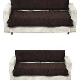 Fashion Throw Coffee Brown Velvet 4 Piece Sofa Cover-picture-25