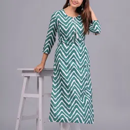 Bachuu Chevron Printed Round Neck Straight Kurta-picture-17