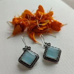 Shine Sales Silver-Plated Oxidised Diamond Shaped Drop Earrings-picture-43