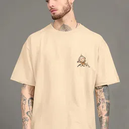 JUMPCUTS Graphic Printed Drop-Shoulder Sleeves Oversized T-shirt image 4