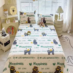 JC HOME White Cartoon Characters Pure Cotton 220 TC King Bedsheet Set 2.00 mx 2.30 m-picture-27