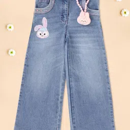 CUTECUMBER Girls Bootcut Light Fade Applique Detail Stretchable Denim Jeans-picture-23