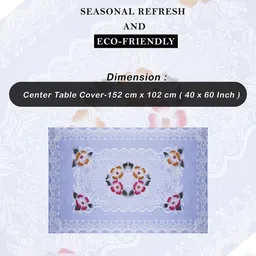 Kuber Industries Blue & Red Floral Printed Cotton 4-Seater Table Cover image 4
