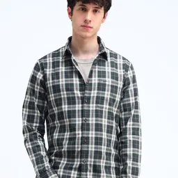 Flying Machine Men Spread Collar Checked Cotton Slim Fit Casual Shirt-picture-35