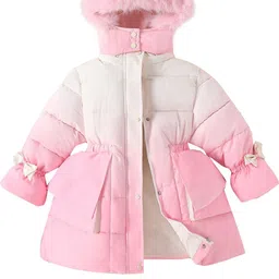 Hopscotch Girl White & Pink Color-Blocked Full-Sleeve Long Coat-picture-29