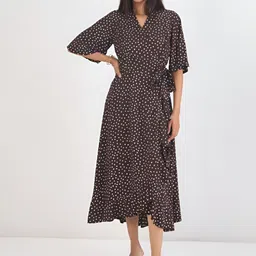 FEMMELLA Polka Dot Print Flared Sleeve Midi Dress-picture-41