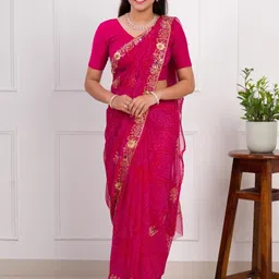 KCPC BANDHANI Pink Pure Georgette Sarees-image-90