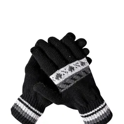 LOOM LEGACY Men Patterned Acrylic Winter Gloves image 2