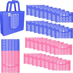 Pack of 48 Smile Foldable Grocery/Shopping Bags For Women | Dark Blue & Pink Pack of 48 Grocery Bags-image-78