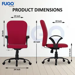 fugo Chair, Office Chair, Chair for Study, Computer Chair, Revolving Chair Fabric Office Arm Chair image 2
