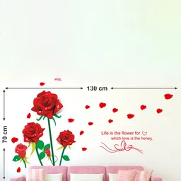 LANSTICK Red & Green Beautiful Roses With Quotes Wallsticker image 2