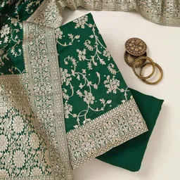 Koskii Floral Woven Design Beads and Stones Unstitched Dress Material-image-15