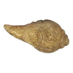 Exotic India Brass Conch with Lord Vishnu & Lakshmi Ji Showpiece image 2