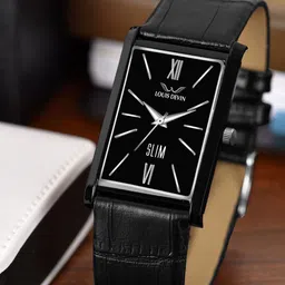 LOUIS DEVIN Men Brass Embellished Dial & Leather Bracelet Style Straps Analogue Watch LD-BK052-BLACK-picture-36